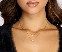 Cubic Zirconia 18K Gold Dipped Mom And Daughter Necklace