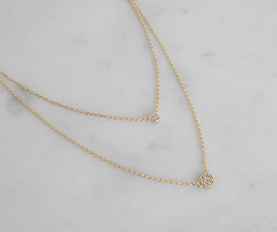 Cubic Zirconia 18K Gold Dipped Mom And Daughter Necklace