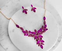 Floral Gemstone Statement Necklace Set