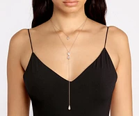 Lost In The Sparkle Geometric Rhinestone Lariat Necklace