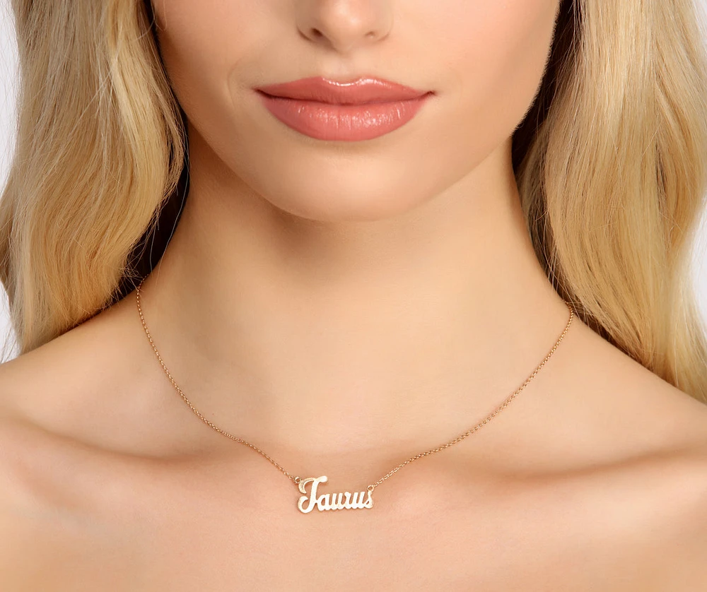 Taurus Script Necklace