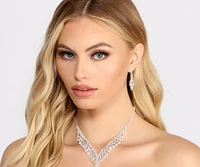 Rhinestone V Collar and Drop Earring Set