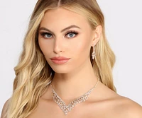 Rhinestone V Collar and Drop Earring Set