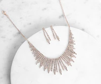 Radiate In Rhinestones Necklace And Earrings Set