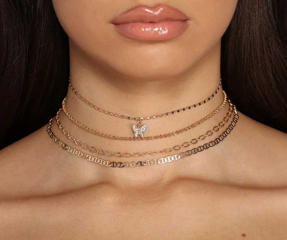 Butterfly Charm Choker Set