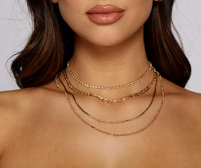 Layered In Dainty Luxe Rhinestone Necklace Pack