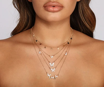 Butterfly Charm and Coin Dainty Choker