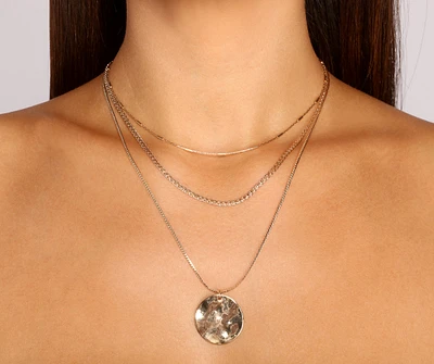 Three Row Layered Chain Link Necklace