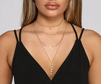 Lady Luxe Four Row Rhinestone Lariat Necklace