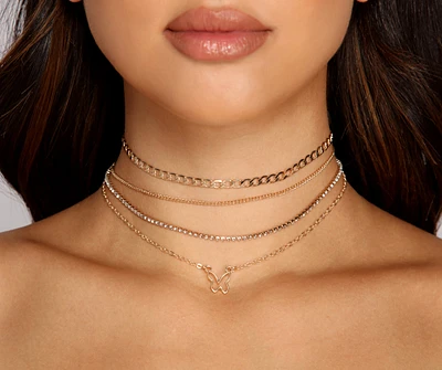 Four-Pack Trendy Choker Necklace Set