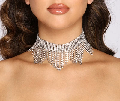 Diva Moment Fringe Rhinestone Collar