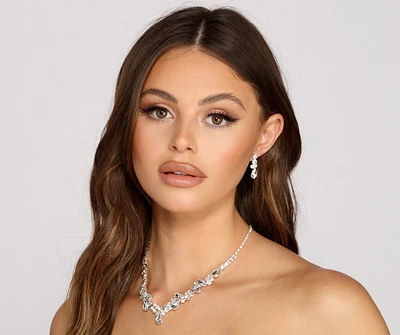 Glamour Girl Rhinestone Necklace And Earrings Set