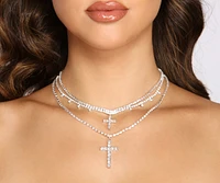 Chic Rhinestone Cross Charm Necklaces