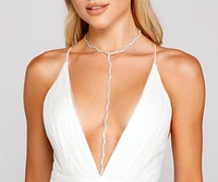 Sultry Scalloped Rhinestone Lariat Necklace