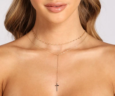 Snake Chain And Cross Necklace Set
