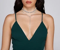 Dazzling Rhinestone Choker And Necklace Set