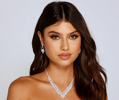 Gorgeous Sparkle Cubic Zirconia Necklace And Earrings Set