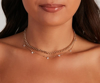 Glam Swag Rhinestone Layered Necklace