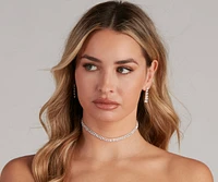 Glamour Hour Rhinestone Choker And Earrings