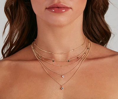 Boho-Chic Layered Rhinestone Drop Necklace Set