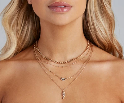 Eye On The Prize Charm Layered Necklace