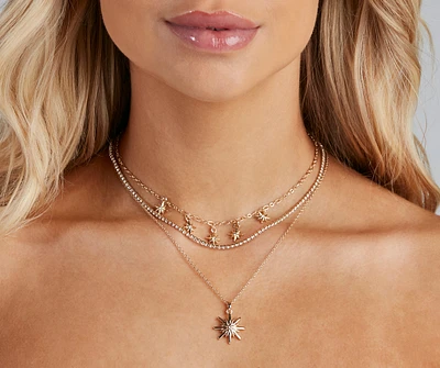 Star Power Rhine Charm Layered Necklace
