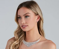 Sparkly Fringe Collar Stud Earring Set