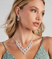 Elegant Soiree Rhinestone Necklace And Earrings Set