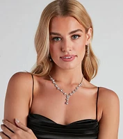 Dainty Glam Rhinestone Necklace And Earrings Set