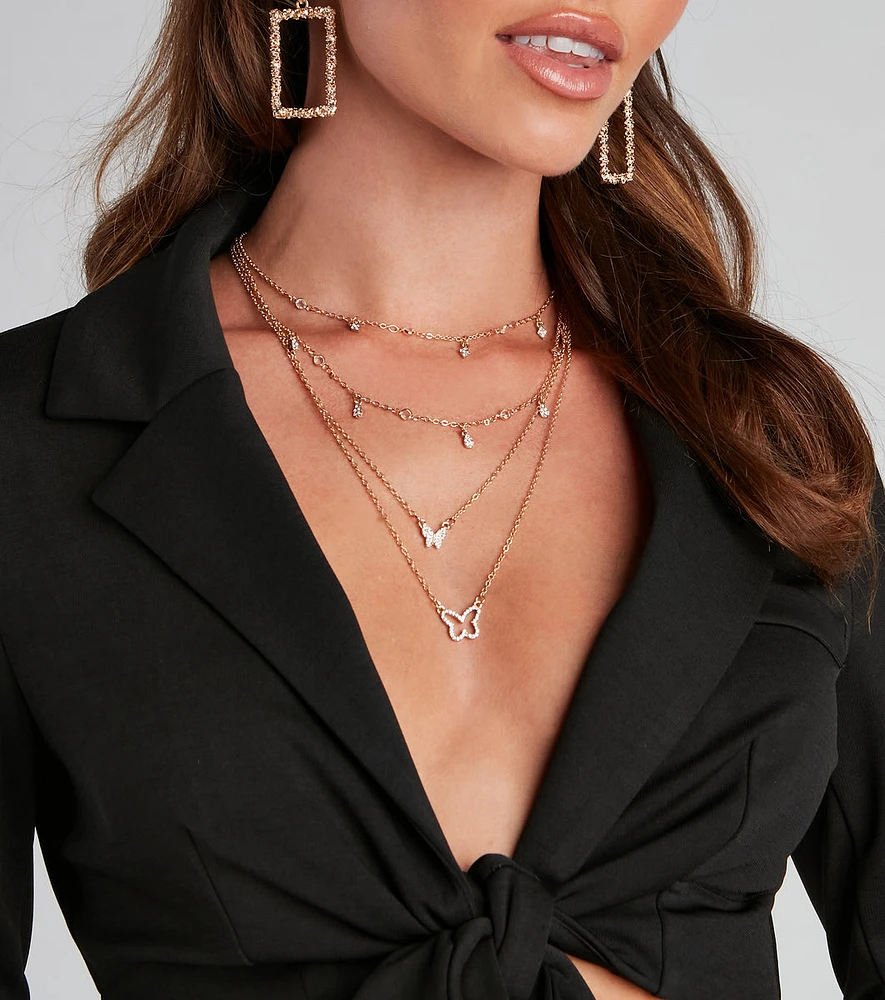 See Me Fly Dainty Layered Necklace