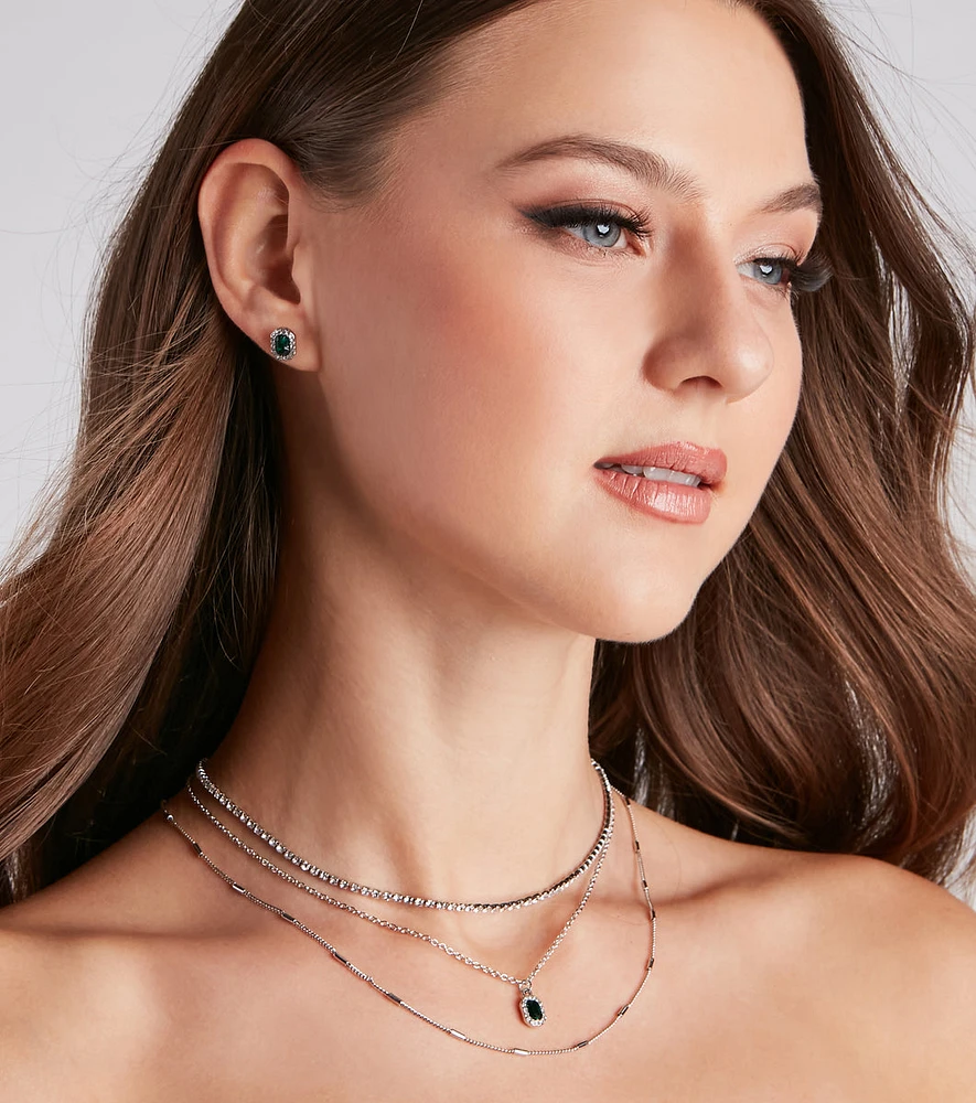 Layered In Chic Necklace And Earrings Set