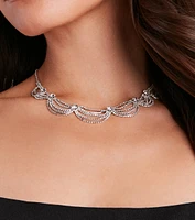 Polished And Pretty Rhinestone Choker Necklace