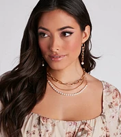 Pretty Edgy Faux Pearl Chain Layer Necklace