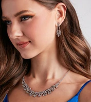 Feeling Glitzy Rhinestone Necklace And Earrings Set