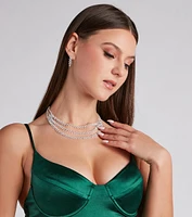 Glamorous Radiance Rhinestone Necklace And Earrings Set
