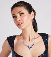 Dramatic Glamour Gemstone Necklace And Earrings Set