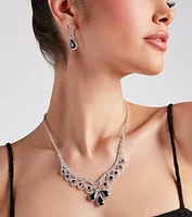 Dramatic Glamour Gemstone Necklace And Earrings Set