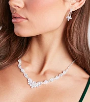 Brilliant Sparkle Cubic Zirconia Necklace And Earrings Set