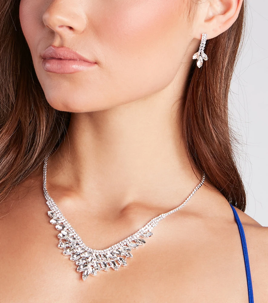 Forever Luxe Rhinestone Necklace And Earrings Set