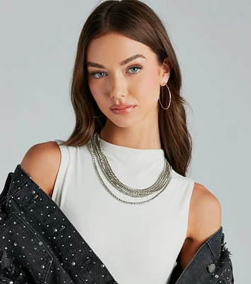 Layered In Glam Rhinestone Chain Necklace