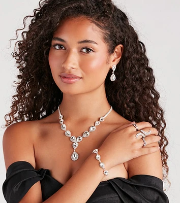Glam Beauty Necklace, Earrings, And Bracelet Set