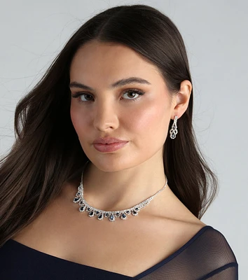 Elegant Allure Gemstone Necklace And Earrings Set
