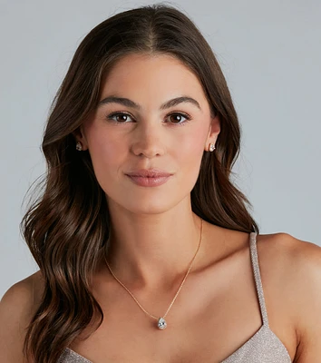 Simple Luxe Vibes Cubic Zirconia Necklace And Earrings Set