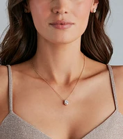 Simple Luxe Vibes Cubic Zirconia Necklace And Earrings Set