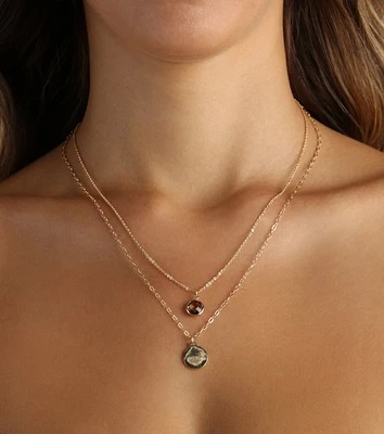 Dainty Glamour Gemstone Charm Layered Necklace