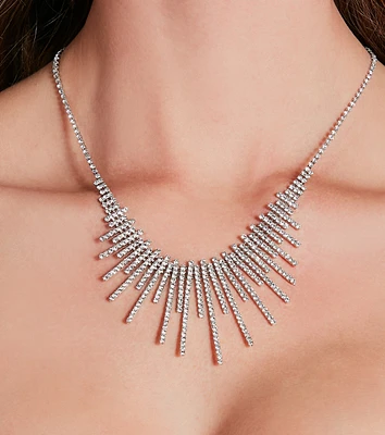 Dazzling Style Rhinestone Fringe Necklace