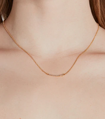 Dainty Bliss 14K Gold Plated Cubic Zirconia Chain Necklace