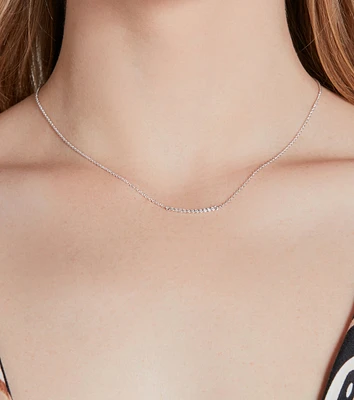 Dainty Bliss Sterling Silver Plated Cubic Zirconia Chain Necklace
