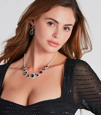 Glam Affair Gemstone Necklace And Earrings Set