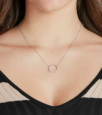 Pretty Shine Cubic Zirconia Circle Pendant Necklace